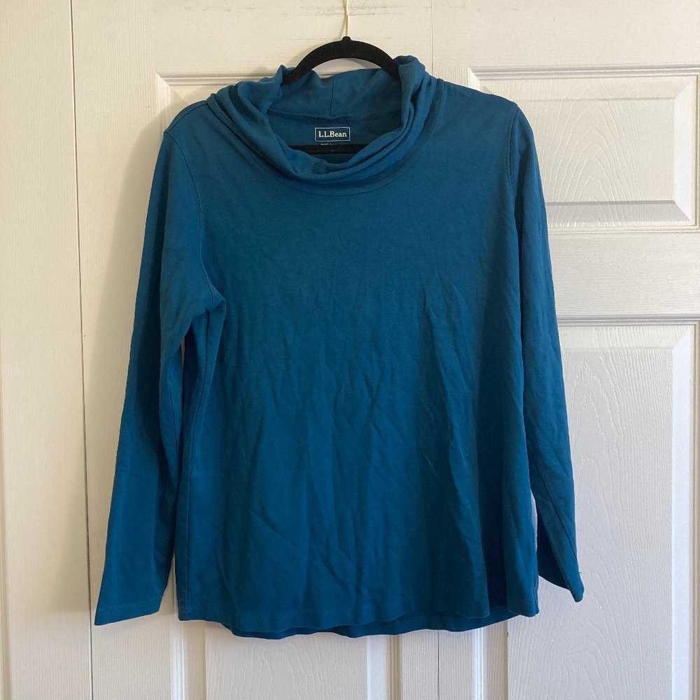 LL Bean Long Sleeve Shirt Top Women's Turtle Neck XL Blue